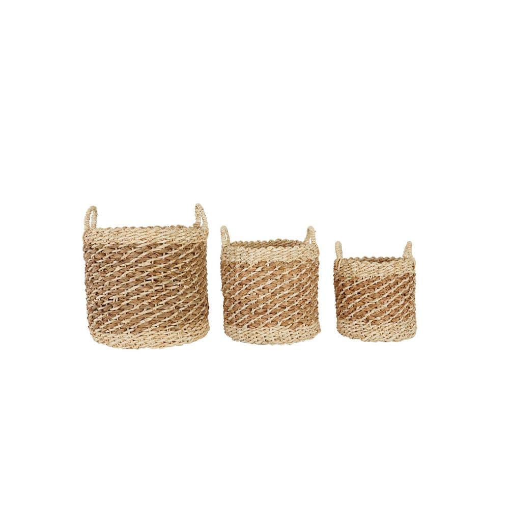 Coastal Charm Assorted Size Nesting Wicker Basket Trio