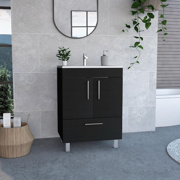 Ceres Black Finish, 3 Drawers 29 in. W Dresser with Mirror
