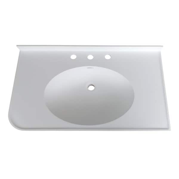 MEDUNJESS Solid Surface Rectangular Wall-Mounted Bathroom Vessel Sink with Mounting Bracket