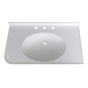 Solid Surface Rectangular Wall-Mounted Bathroom Vessel Sink with Mounting Bracket