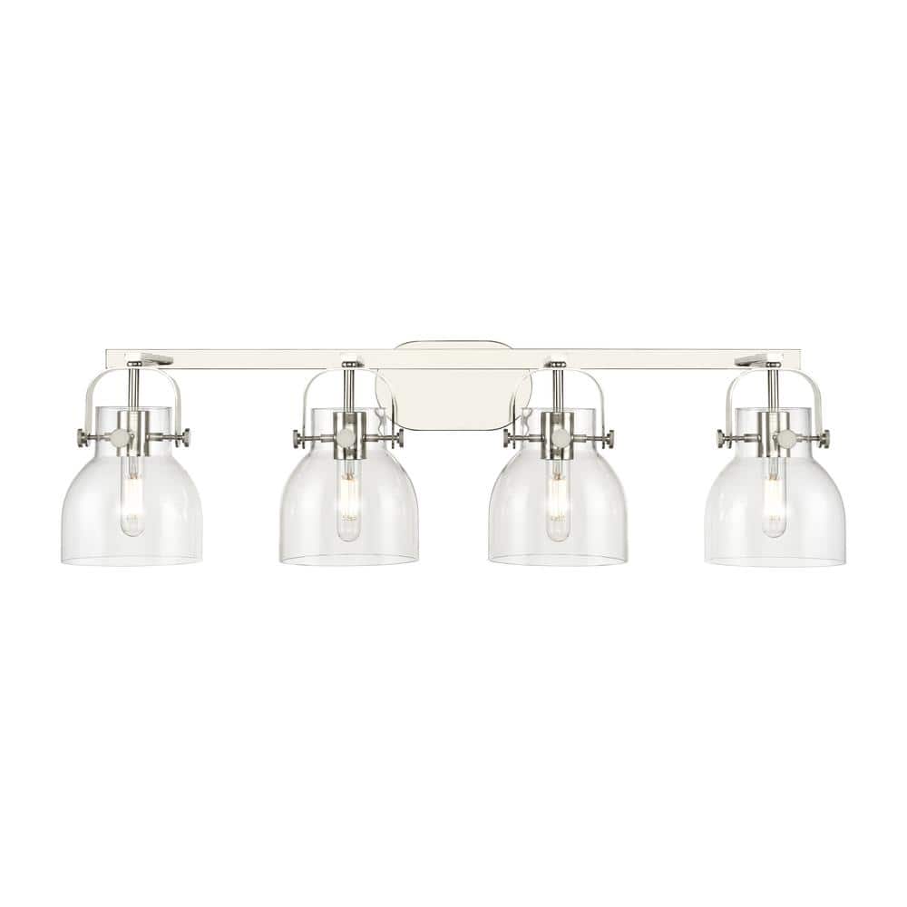 Pilaster II Bell 36.5 in. 4-Light Polished Nickel Vanity Light with Glass Shade price history on PriceWatchPro
