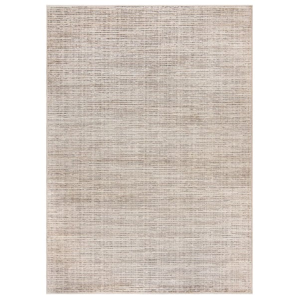 Striped Abxture Linen Indoor High-Low Area Rug 4 ft. x 6 ft. Beige