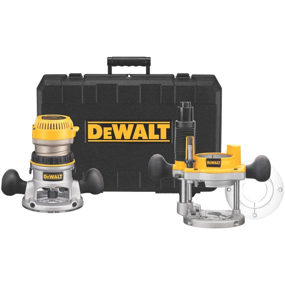 DEWALT 2-1/4 HP Electronic Variable Speed Fixed Base and Plunge Router  Combo Kit with Soft Start DW618PK The Home Depot