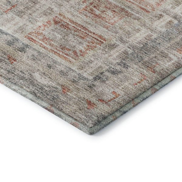 Mayfield Premium Machine Washable Abstract AMF2173 Beige 8 ft. x 8 ft. Round Rug