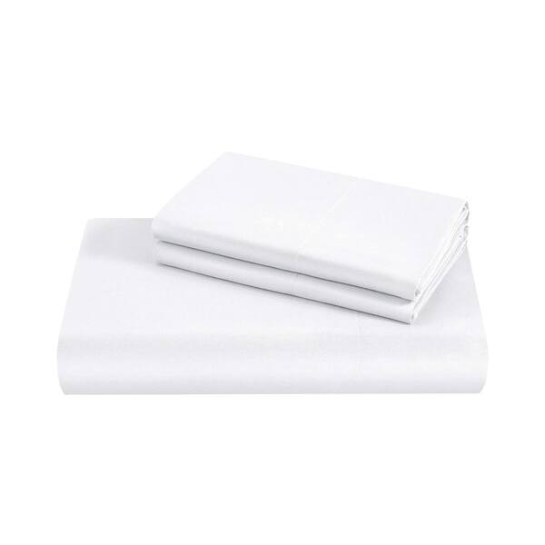 A1 Home Collections A1HC GOTS Certified Sateen Weave Single Ply 3-Piece White 300TC Organic Cotton California King Fitted Sheet Set