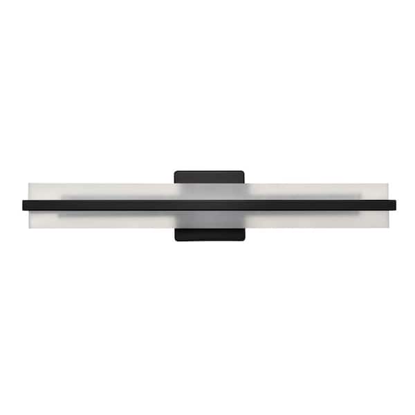 Millennium Lighting Troy 24 in. 1-Light Matte Black LED Vanity Light with Acrylic Shade