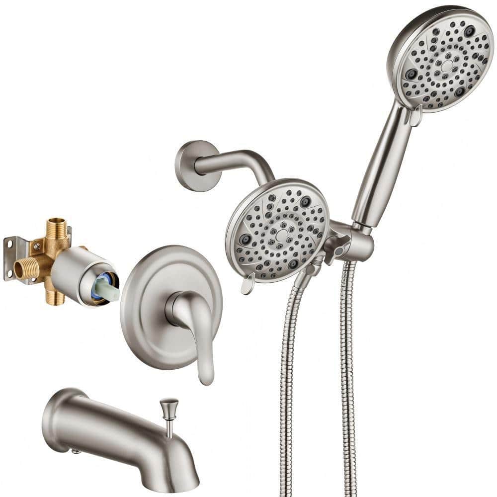 Porter Single Handle 2-Spray Shower Faucet 1.46 GPM with Pressure Balance, in Matte Tub Brushed Nickel Shower Faucet price history on PriceWatchPro