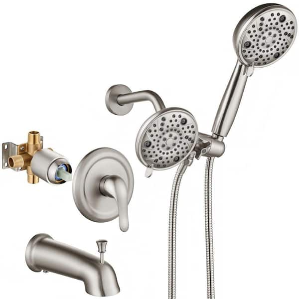 Porter Single Handle 2-Spray Shower Faucet 1.46 GPM with Pressure Balance, in Matte Tub Brushed Nickel Shower Faucet