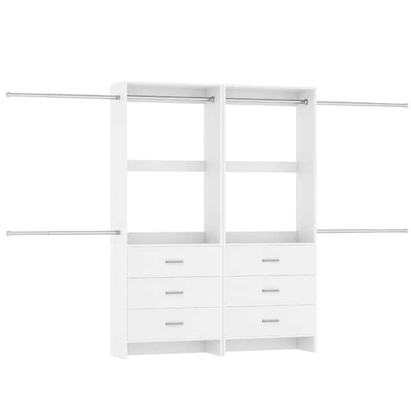 Aheaplus 4-11.8 FT Walk-In Wood Closet Organizer Systems with 6