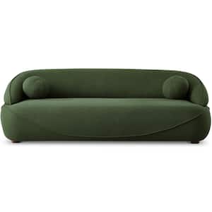 Borsan 84 in. W Slope Arm Japandy Style Boucle Fabric Luxury Curved Sofa Couch in Green