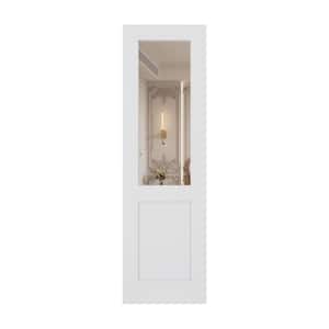 24 in. x 80 in. Half Lite Mirrored Glass White Primed MDF Wood Pocket Sliding Door with Hardware Kit