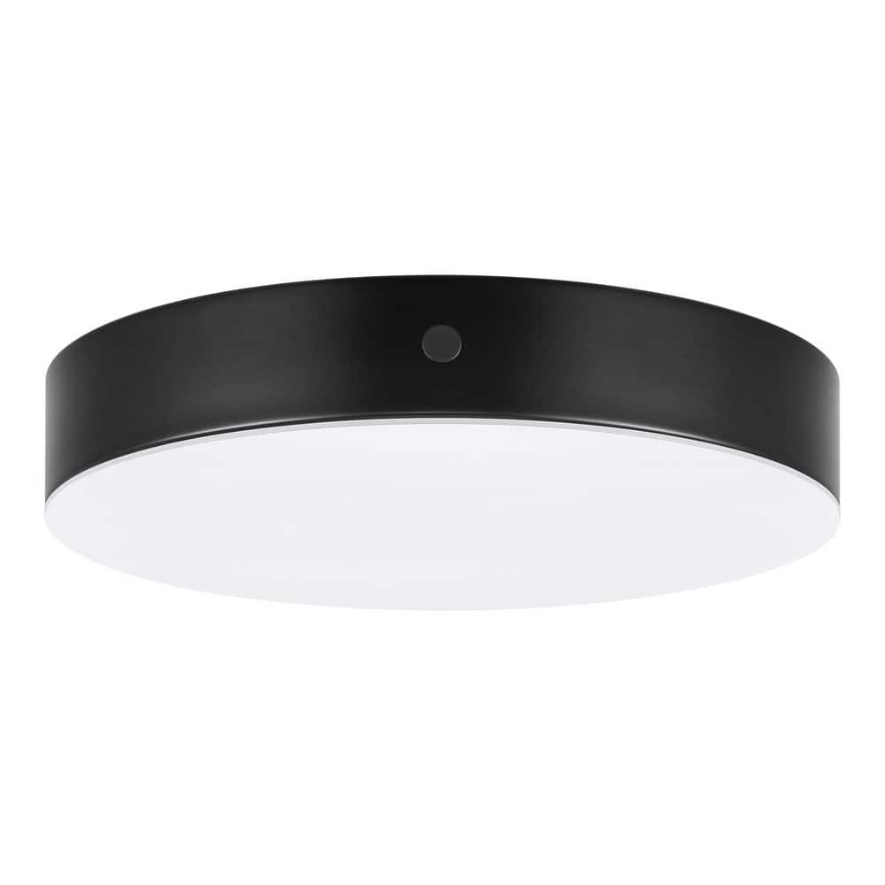 Hampton Bay - Luis 11 in. Light Matte Black Adjustable CCT Integrated LED Ceiling Flush Mount Fixture