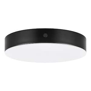 Luis 11 in. Light Matte Black Adjustable CCT Integrated LED Ceiling Flush Mount Fixture