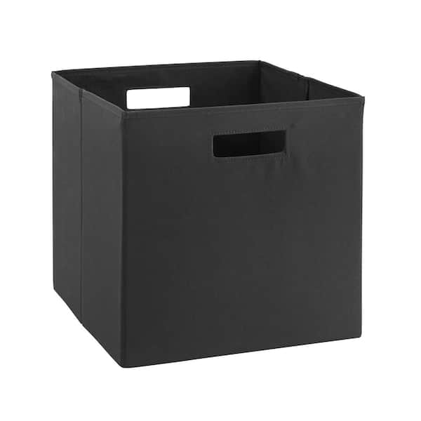 Linon Home Decor 13 in. H x 13 in. W x 13 in. D Black Fabric Cube Storage Bin 2-Pack