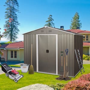Hot Seller 6 ft. x 8 ft. Outdoor Metal Storage Shed with 4 Vents, Lockable Door, for Garden Tools, Gray (48 sq. ft.)