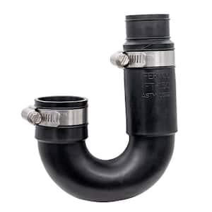 LASCO 25-6860 Flexible Rubber P-Trap – 1-1/2" X 1-1/2" Or 1-1/4", With Worm Drive Clamps, For Kitchen & Bathroom Drains, Easy Installation