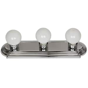 18 in. 3-Light Chrome Globe Style Indoor Bath Vanity Light Fixture