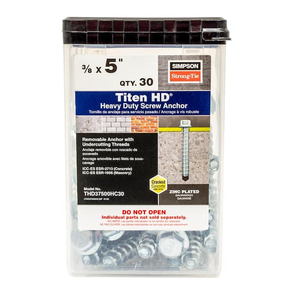 Simpson Strong-Tie Titen HD 3/8 In. X 5 In. Zinc-Plated Heavy-Duty ...