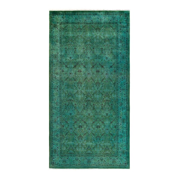 Overdyed Green 9 ft. x 12 ft. Solid Wool Indoor Area Rug