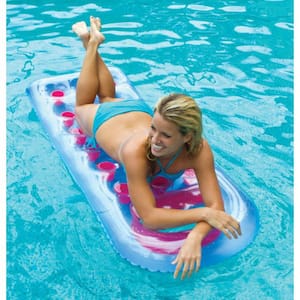 Suntanner 18-Pocket Swimming Pool Beach Lounge Floating Raft with Pillow