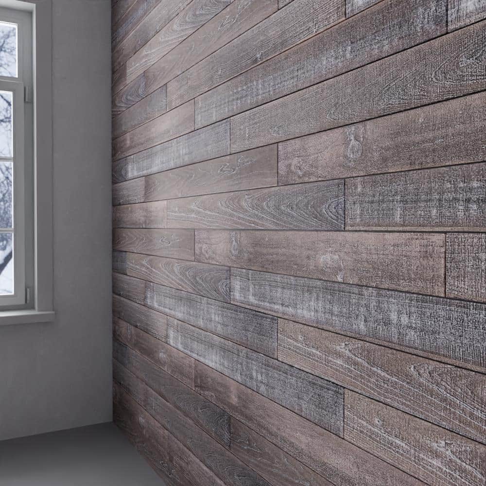 Antique Distressed Poplar Barn Wood Wall Planks 4 ft. 6-Pack