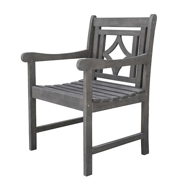 Amucolo Renaissance Wood Outdoor Patio Hand-scraped Hardwood Dining Chair Armchair