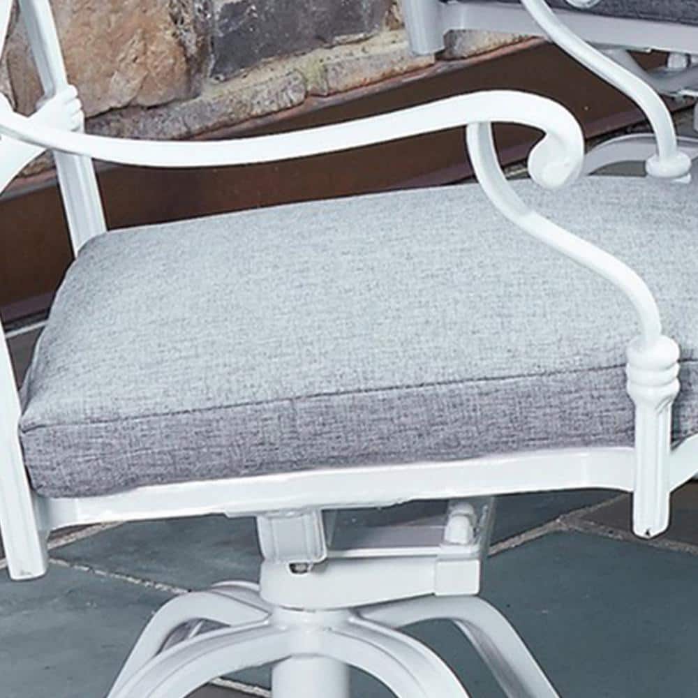 Rustic Refinement White Cast Aluminum Outdoor Chair with Cushions