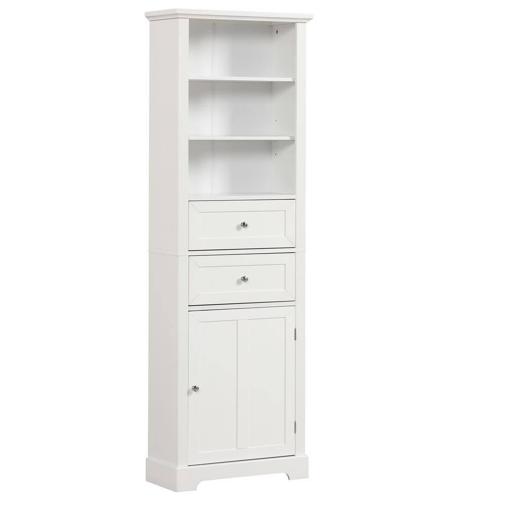 FAMYYT 22 in. W x 10 in. D x 67 in. H White Bathroom Linen Cabinet with ...