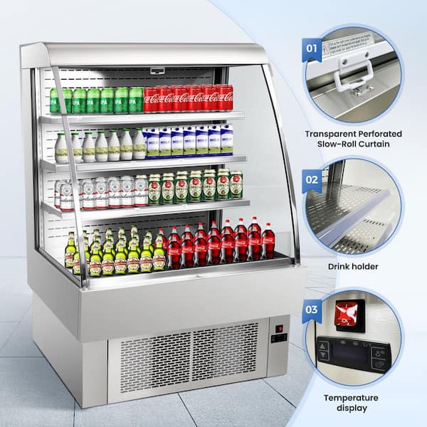 40 in. 13.4 cu. ft. Open Air Grab Go Merchandiser Refrigerator EF40O Stainless