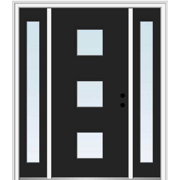 MMI Door 68.5 in. x 81.75 in. Aveline Left-Hand Inswing 3-Lite Clear Low-E Painted Steel Prehung Front Door with Sidelites