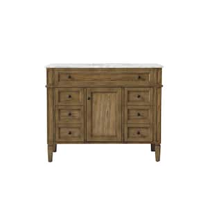 Simply Living 42 in. W x 21.5 in. D x 35 in. H Bath Vanity in Driftwood with Carrara White Marble Top