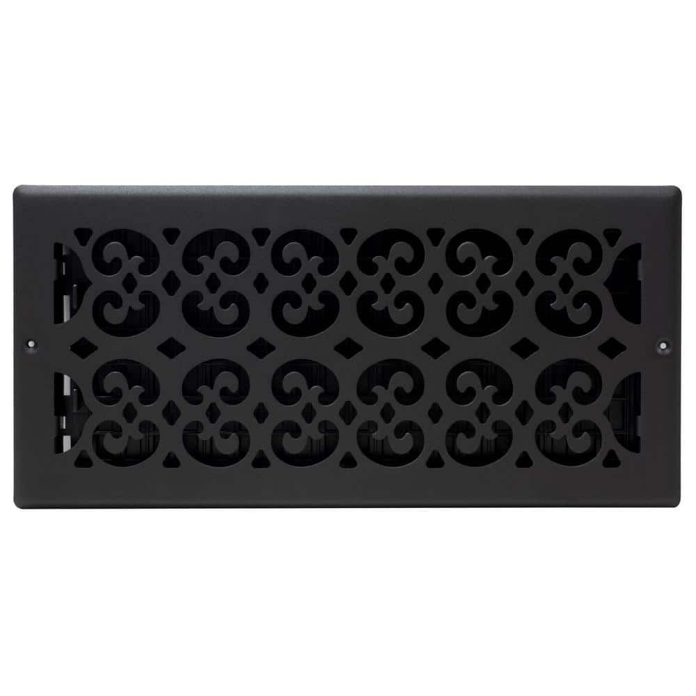 Textured Black Steel Decorative Wall/Ceiling Register 6x14 Inches