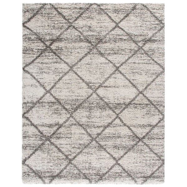 Hudson Shag 10 ft. x 14 ft. Gray/Beige Geometric Diamonds Area Rug