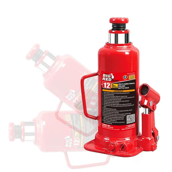 Big Red Welded Car Bottle Jack with Vertical and Horizontal Usage: Capacity 12-Ton (24,000 lbs. ), Red