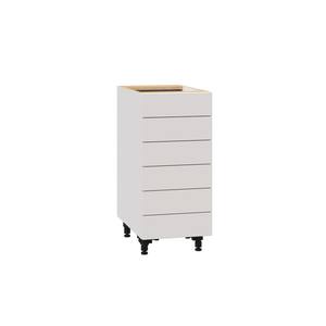 Shaker Assembled 15x34.5x24 in. 6-Drawer Base Cabinet with Metal Drawer Boxes in Vanilla White