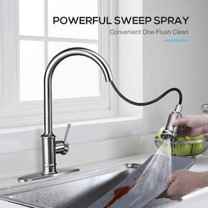 Single Handle Pull Down Sprayer Kitchen Faucet with Advanced Spray Pull Out Spray Wand in Brushed Nickel