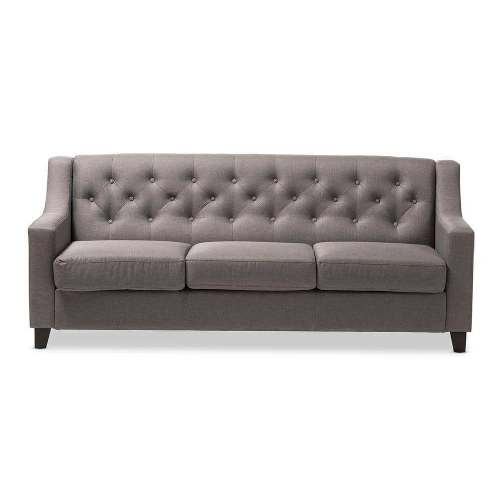 Baxton Studio Arcadia 77.4 in. Gray Polyester 4 Seater Bridgewater