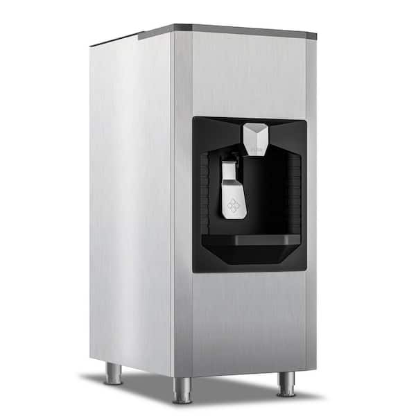 22.2 in. Auto Ice Dispenser 20 lbs./min Full Size Cube Freestanding Ice Maker Storage Bin w/200 lbs. Capacity in Silver
