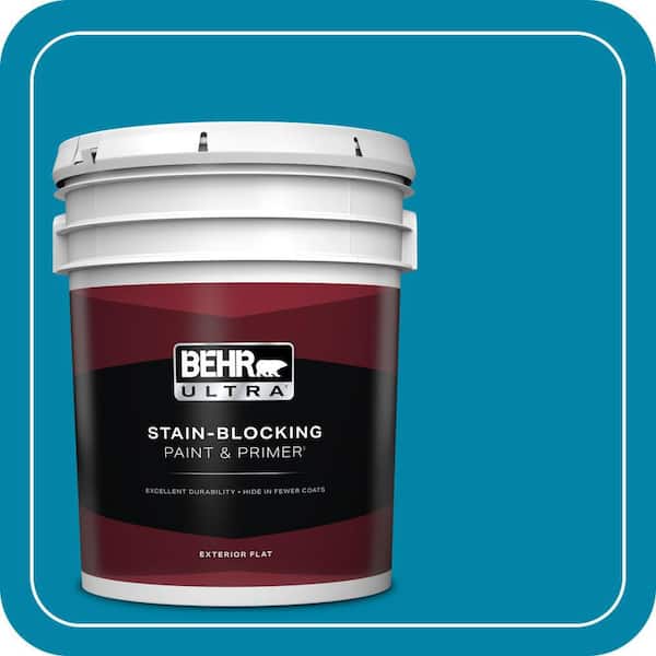 BEHR ULTRA 5 gal. #MQ4-53 Tibetan Turquoise Flat Exterior Paint & Primer