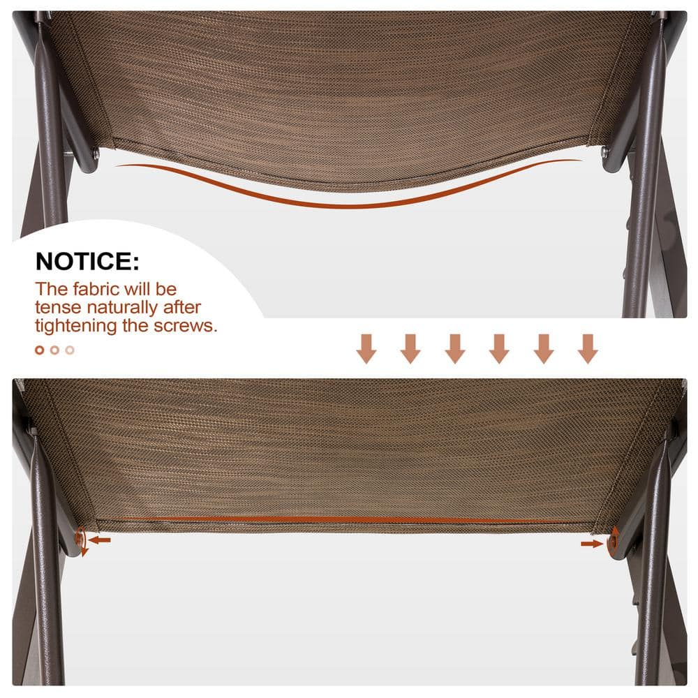 Brown Aluminum Adjustable Chaise Lounge Set with Texteline Fabric
