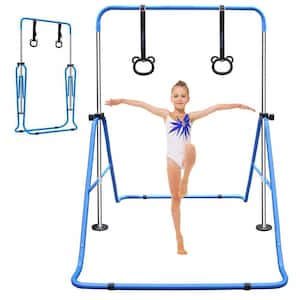 Blue Multi-Functional Adjustable Height Children's Horizontal Gymnastic Bar With Bear Rings