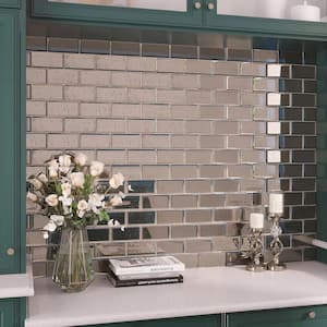 Glister 3 in. x 6 in. Polished Antique Silver Glass Subway Wall Tile (5 sq. ft./case) (40-pack)