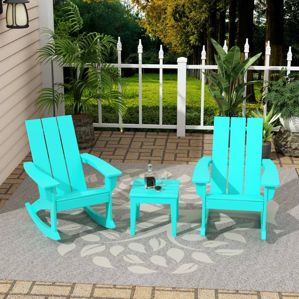 WESTIN OUTDOOR Shoreside Turquoise HDPE Plastic Modern Rocking Poly