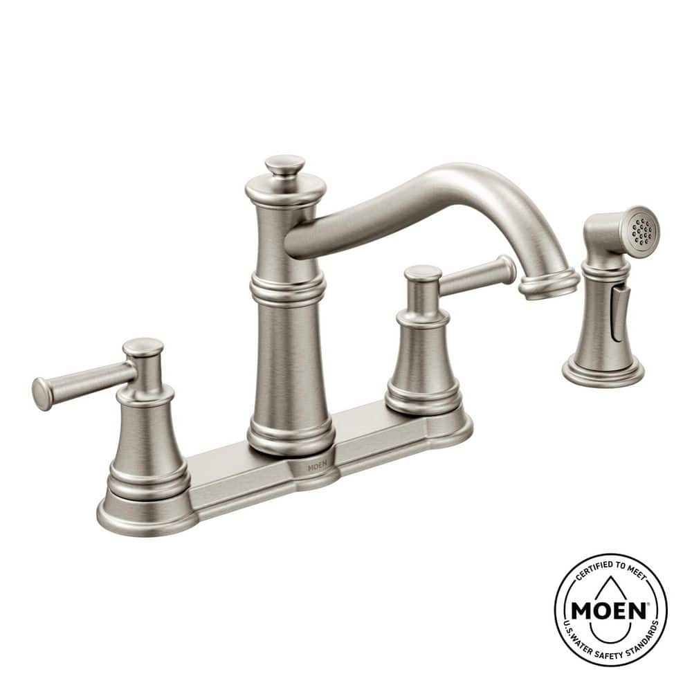 MOEN Belfield 2-Handle Standard Kitchen Faucet with Side Spray in