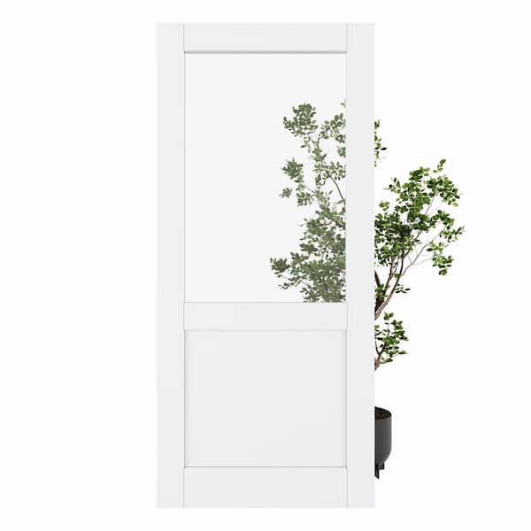 36 in. x 80 in. 1/2 Lite Clear Glass and Solid Core MDF White Primed Standard Interior Door Slab