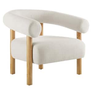 Sable Upholstered Fabric Armchair in Ivory Natural