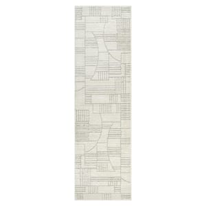 Nizza Collection Montana Ivory 2 ft. x 7 ft. Geometric Runner Rug
