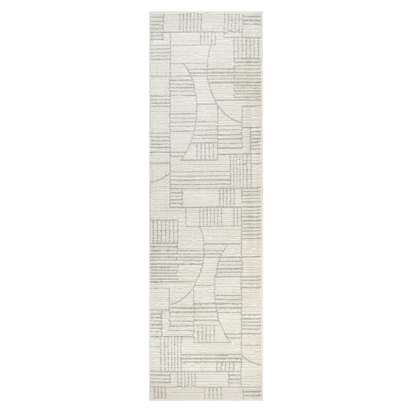 Concord Global Trading Nizza Collection Montana Ivory 2 ft. x 7 ft. Geometric Runner Rug