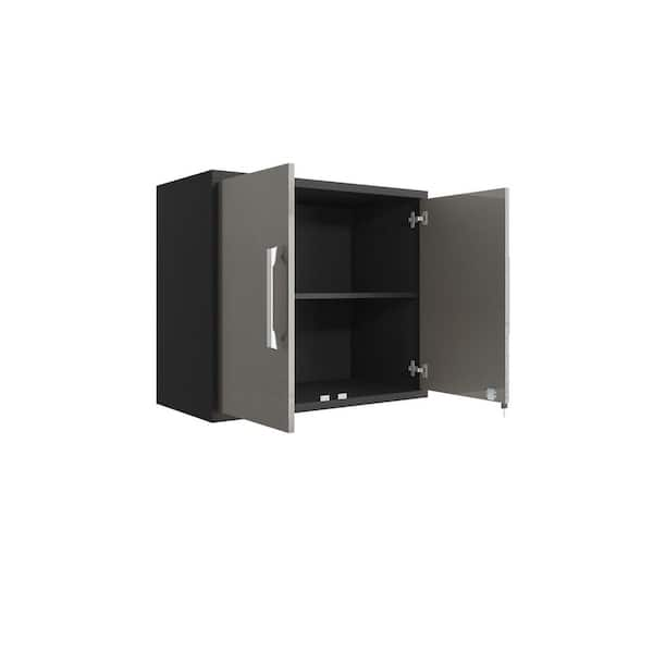 Manhattan Comfort Eiffel Floating Garage Cabinet in Matte Black and Grey (Set of 2)