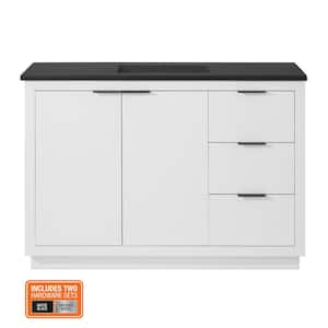 Harlock 49 in. W x 19 in. D x 35 in. H Single Sink Free Standing Bath Vanity in White with Black Cultured Marble Top